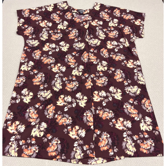 Lands End Dress Womens 20w Floral Polyester Sheath Short Sleeve Midi Casual - Picture 1 of 9